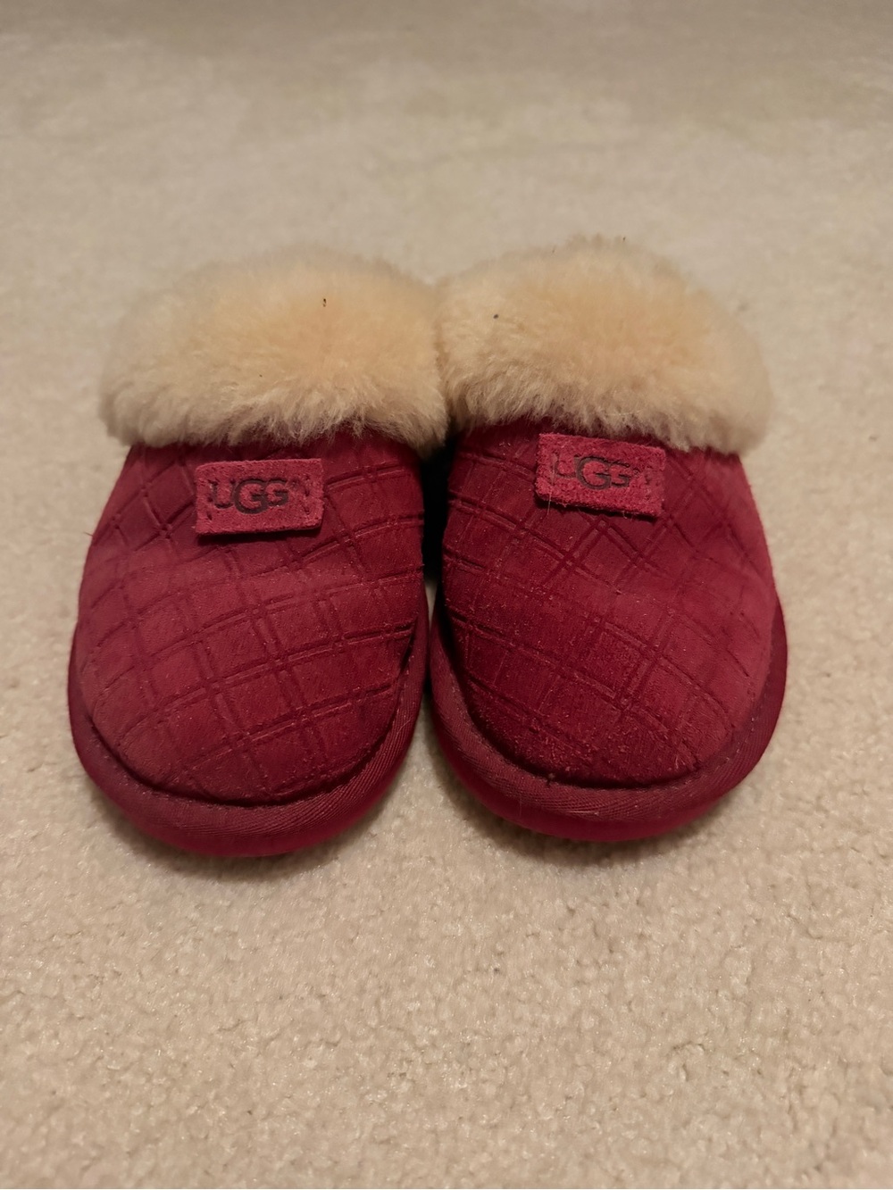 UGG Women’s Wine Quilted Slippers with Sheepskin Cuff